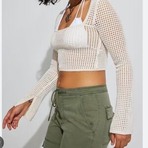 Garage Cream Open Knit Sweater
